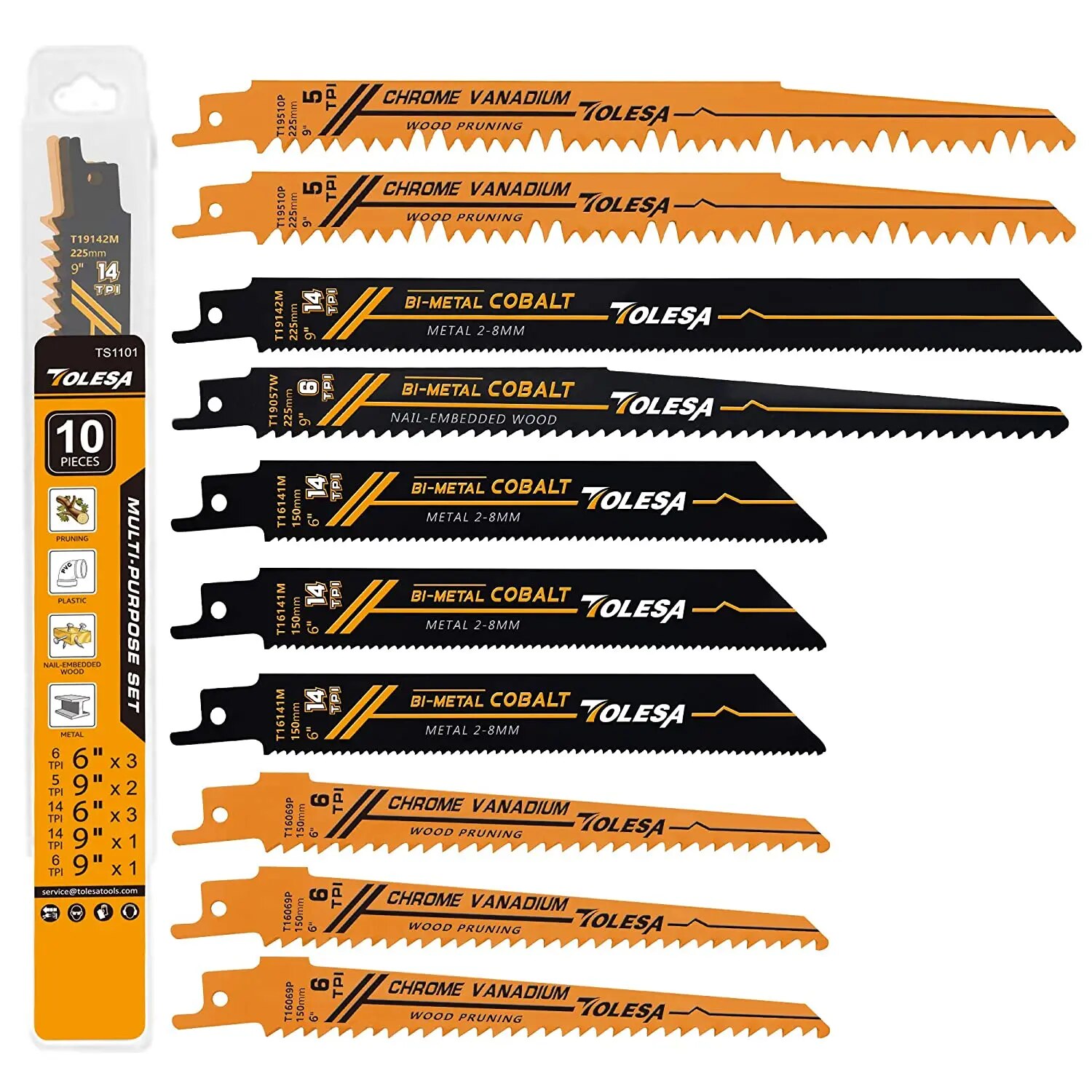 Brick Cutting Saw - TOLESA 10PCS Reciprocating Bi-metal Saw Blades